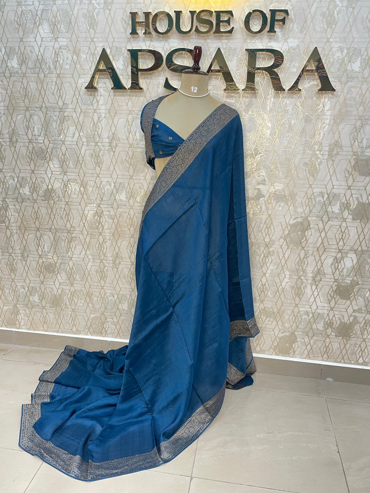Peacock Blue Tussur Self Saree 36