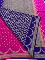 Pink Pure Banarasi Crepe Saree 03
