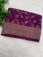 Wine Satin Mashru Silk Saree 07