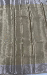 Gold n Grey Pure Tissue Brocade Saree 11