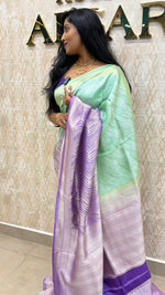 Teal Blue n Lilac Soft Tissue Contemporary Design Saree 30