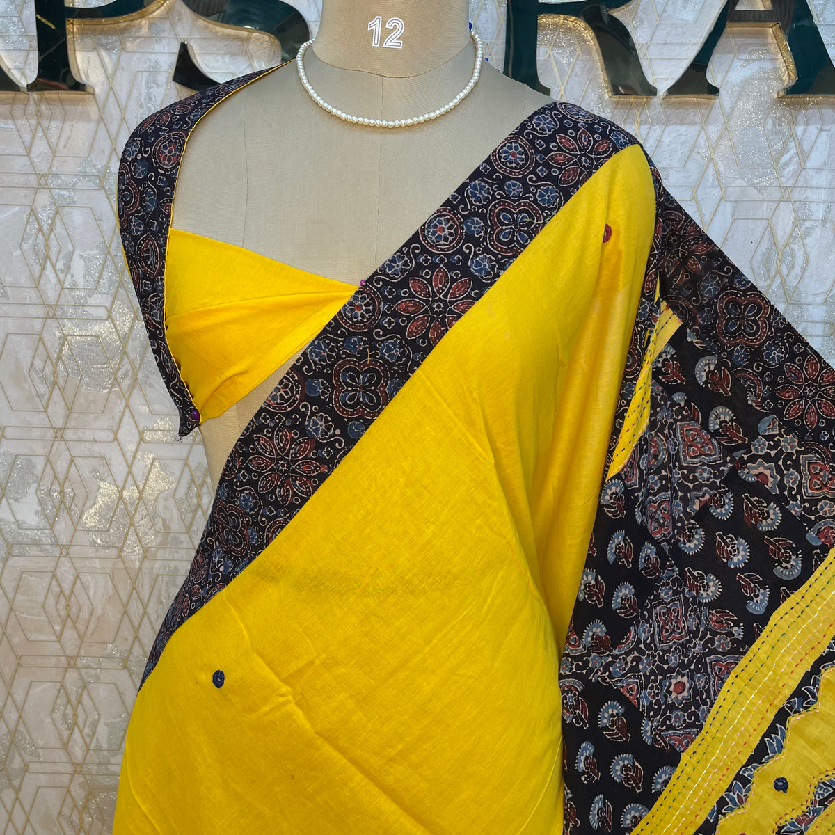 Yellow Patchwork saree 317