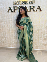 Bottle Green Chiniya Crepe Saree 29