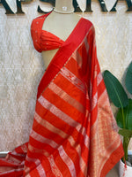 Orange Soft Silk Banarasi Saree 108