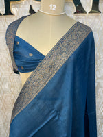 Peacock Blue Tussur Self Saree 36