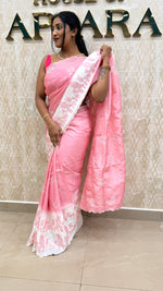 Pink n White Dual Shade Chanderi Silk Saree 13