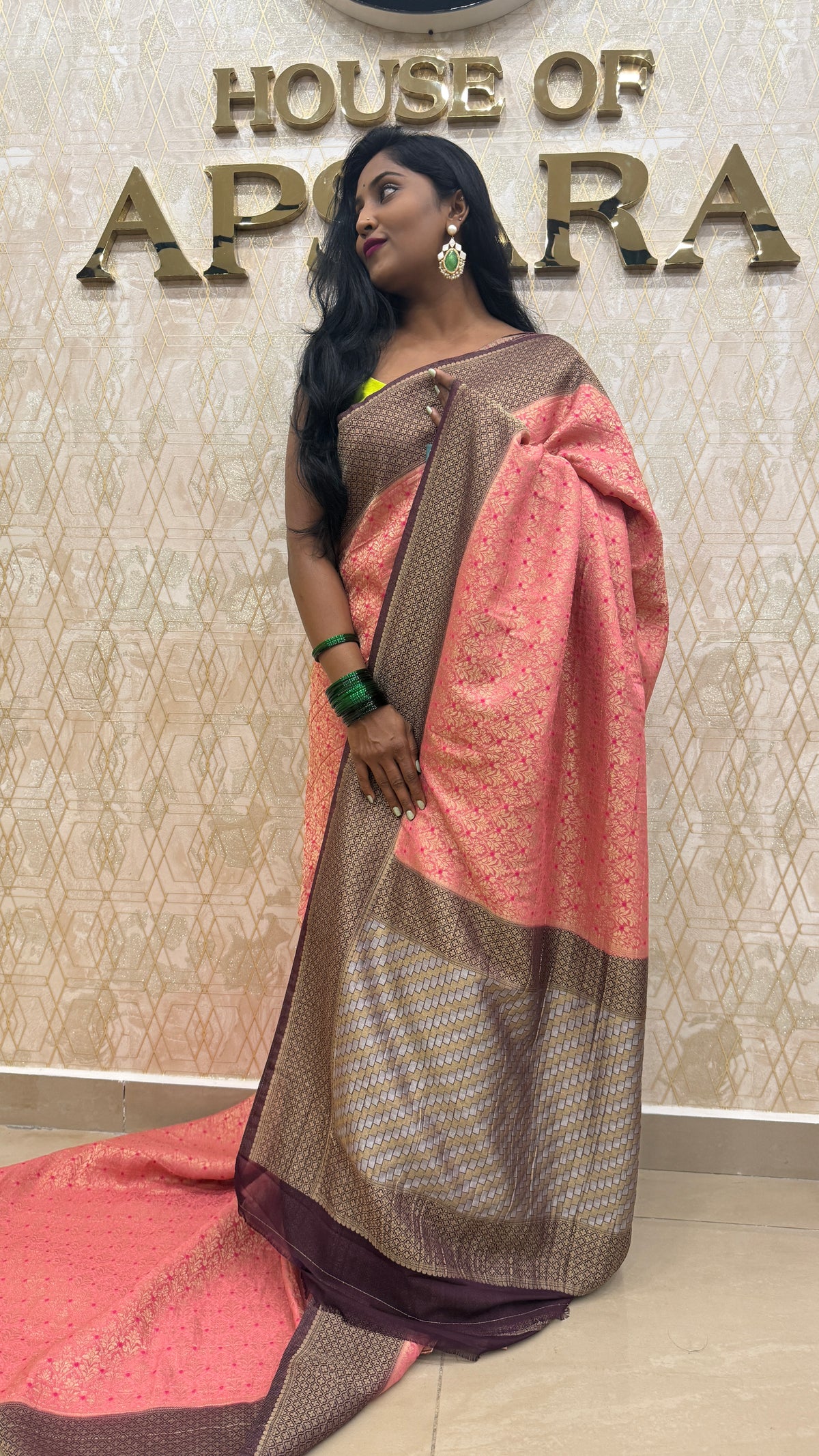 Baby Pink Meenakari Khadi Georgette Saree 26