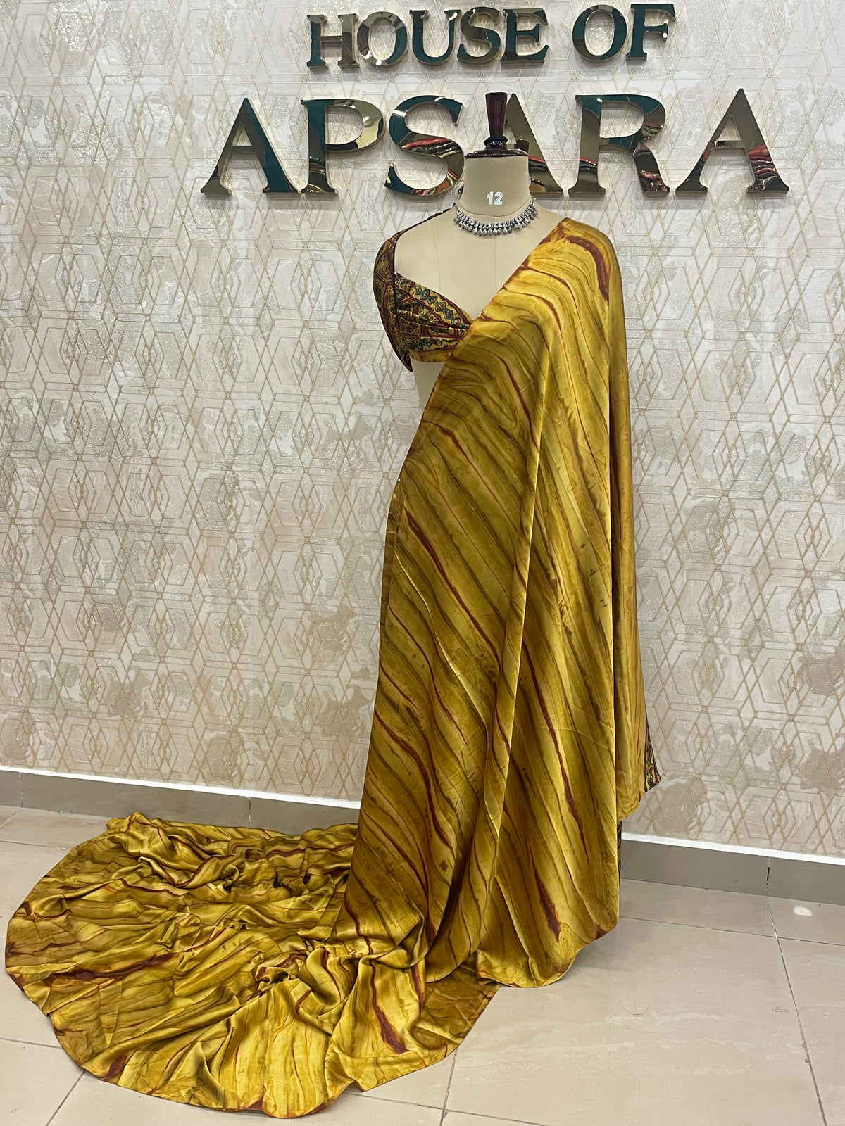 Yellow Satin Digital Print Saree 45