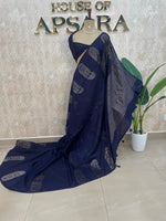 Navy Blue Banarasi Tussar Georgette Saree 307