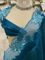 Peacock Blue Tissue Silk Saree 54