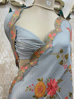 Sky Blue Dola Crepe Silk Saree 25