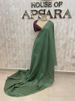 Green n Maroon Checks Cotton Silk Saree 13