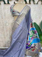 Grey Raw Silk Paithani Work Saree 71