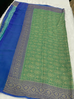 Green n Blue Dual Shade Pure Khadi Rangkart Georgette Saree 04