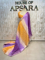 Yellow n Purple Wrinkle Chiffon Dual Shade Saree 65
