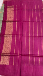 Pista Green Pure Tussur Handblom Saree 12