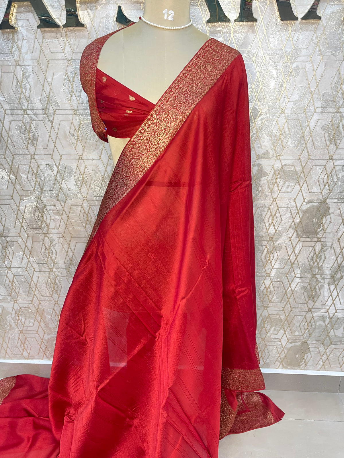 Red Tussur Self Saree 36