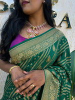 Green Pure Banarasi Crepe Self Saree 03