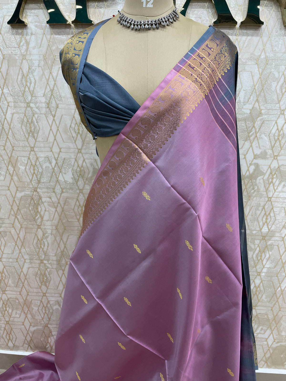 Pink Bamboo Silk Saree 48