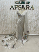Cream Lenin Appliqué Saree 39
