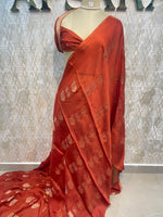 Orange Crepe Kota Checks Saree 66
