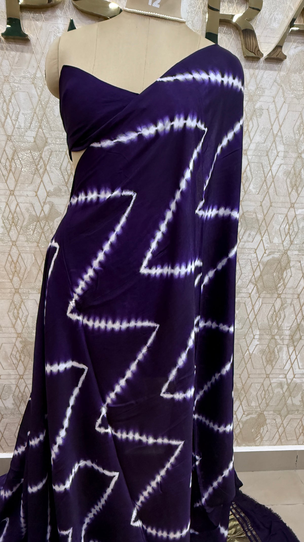 Purple Pure Modal Silk Shibori Print Saree 05