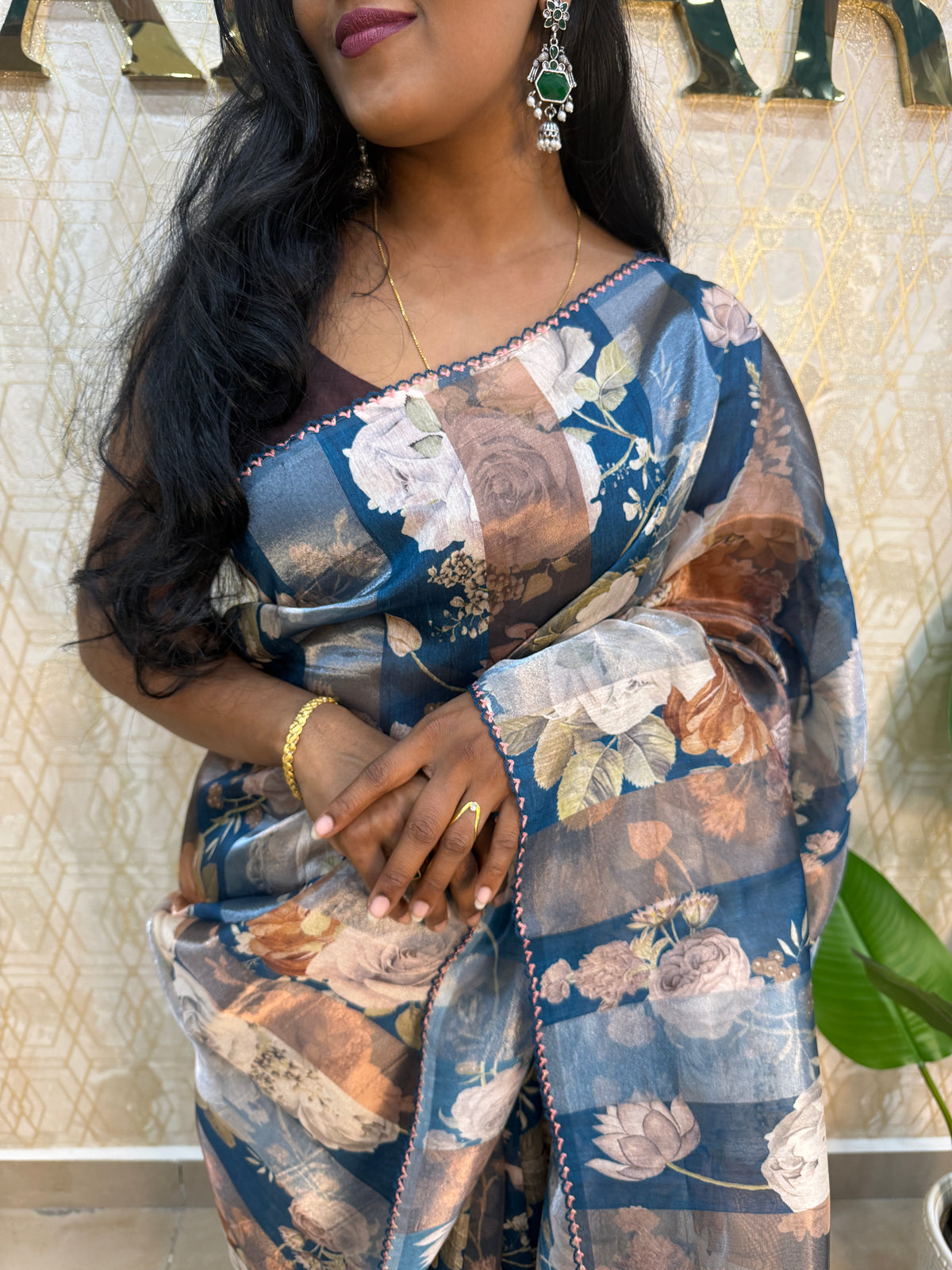 Blue Tissue Digital Print Saree 94