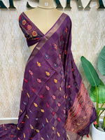 Purple Crepe Handwork Saree 206