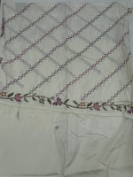 Cream Soft Tussur Cross Stitch Embroidery Saree 21