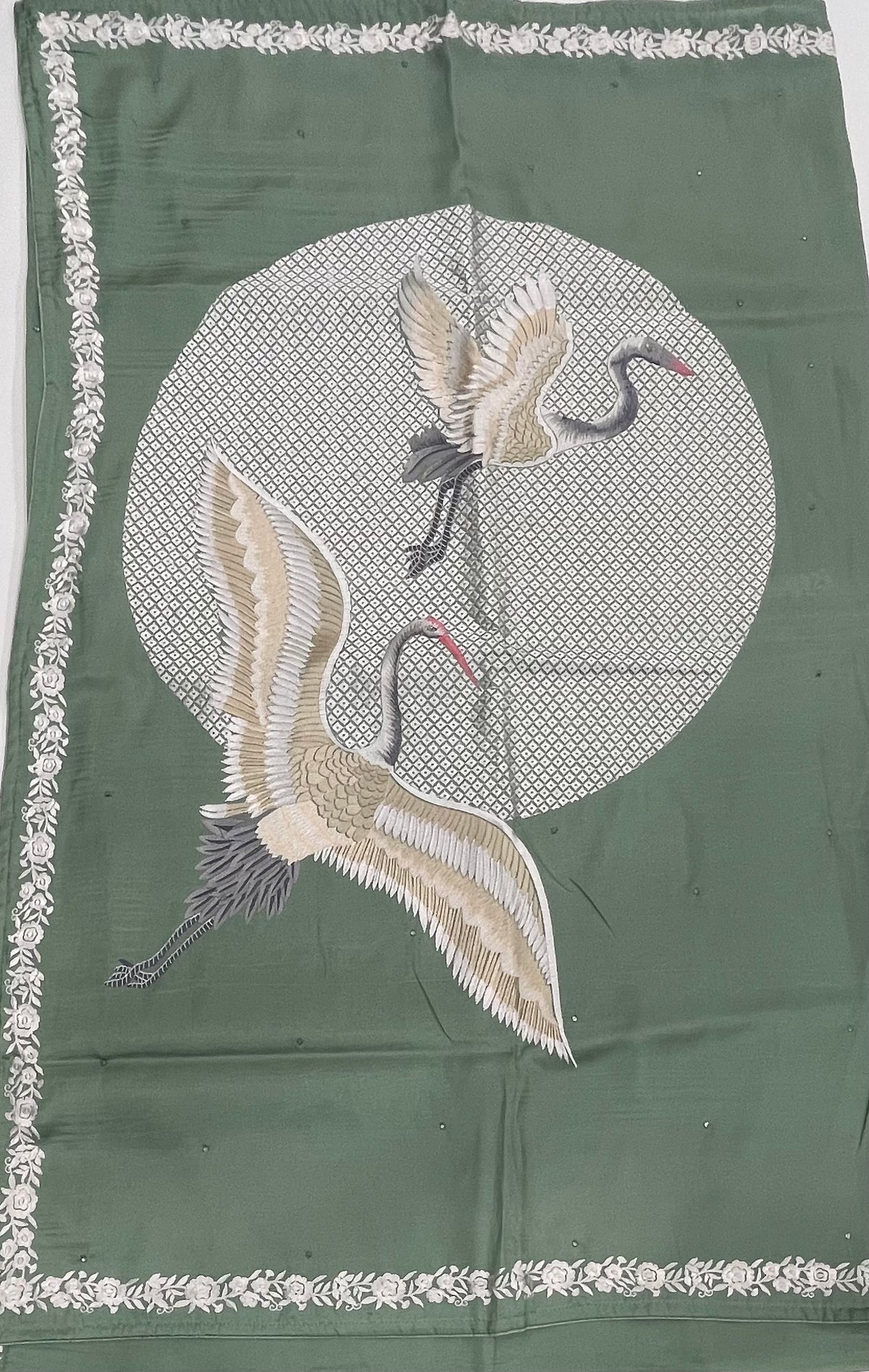 Sea Green Soft Tussur Embroidery Saree 21
