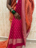 Orange Meenakari Khadi Georgette Saree 26