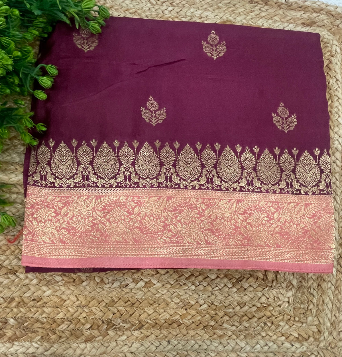 Wine n Peach Semi Silk Saree 25
