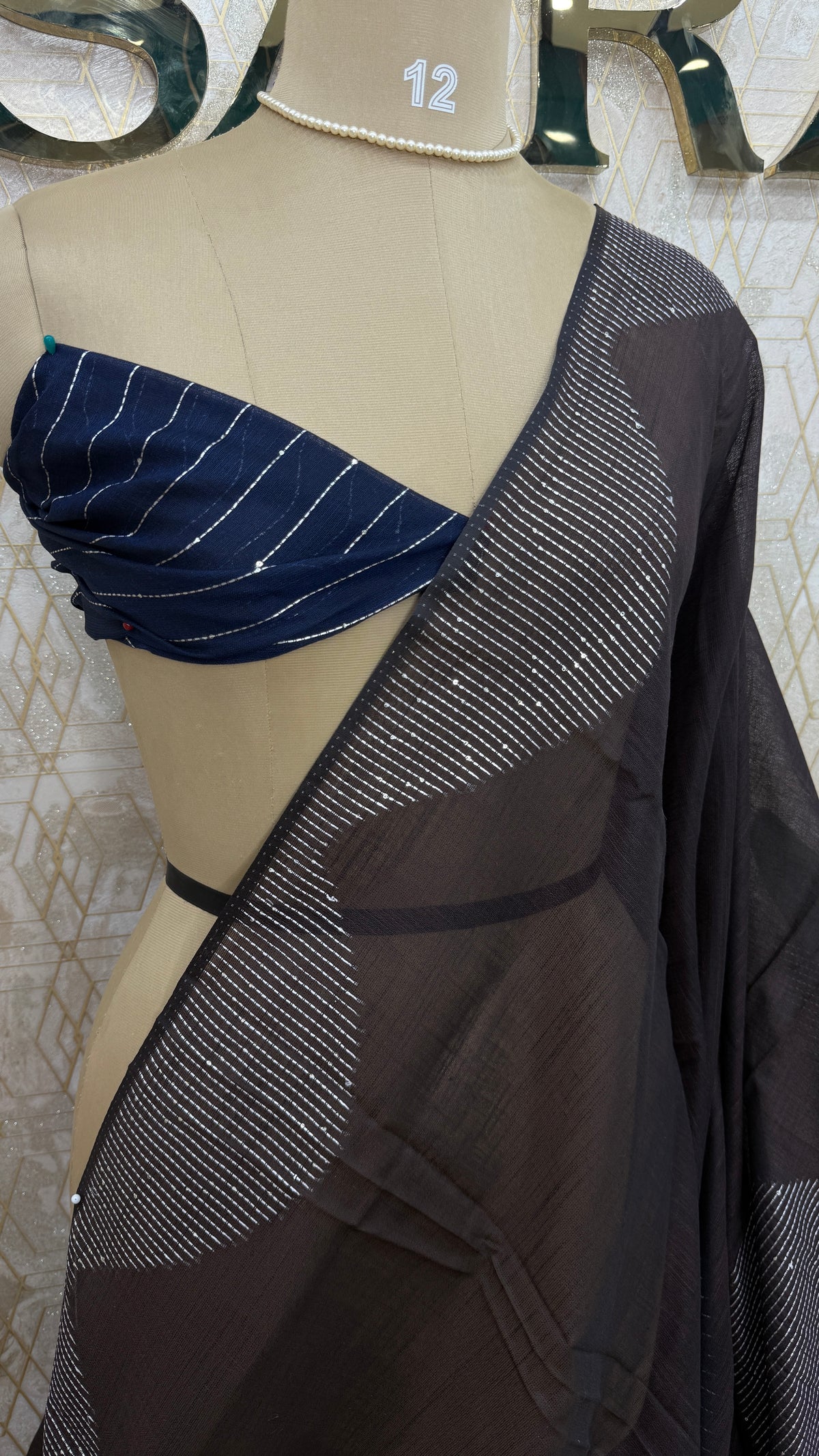 Dark Brown Linen Cotton Saree 303