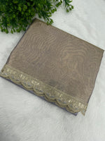 Gold n Purple Dual Shade Designer Tissue Saree 09