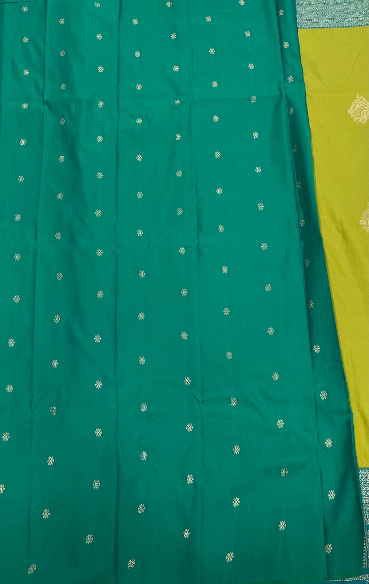 Parrot Green n Sea Blue Semi Silk Saree 42