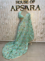 Sea Green CottonJamdani Saree 80