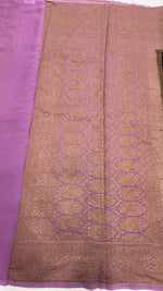 Black n Lailac Pure Khadi Georgette Saree 04