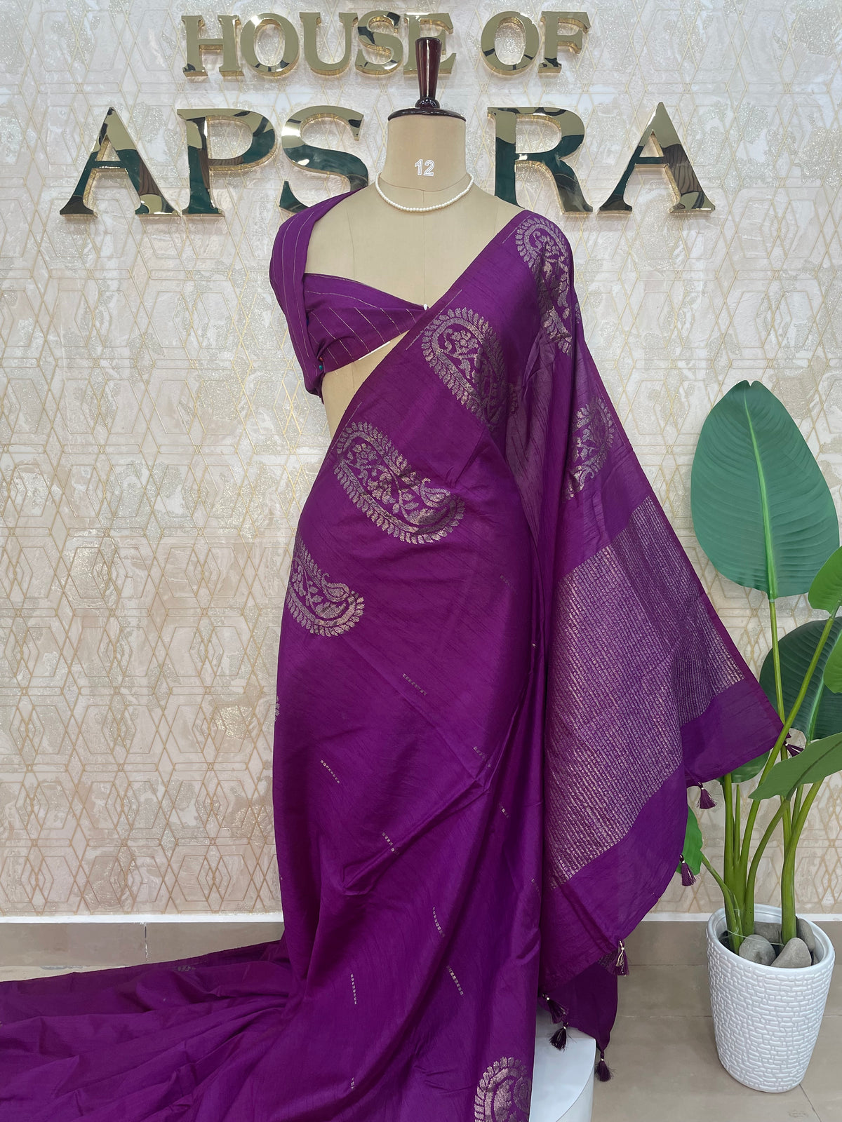 Wine Banarasi Tussar Georgette Saree 307