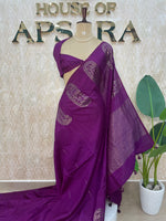 Wine Banarasi Tussar Georgette Saree 307