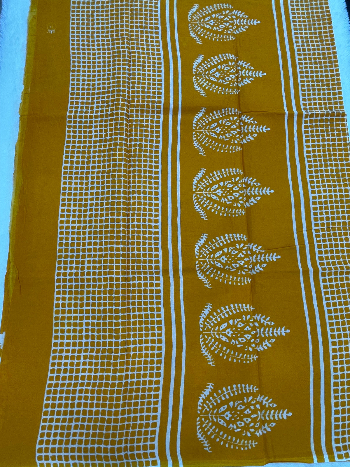 Yellow Pure Cotton Handblom Saree