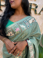Green Soft Tussur Embroidery Saree 21