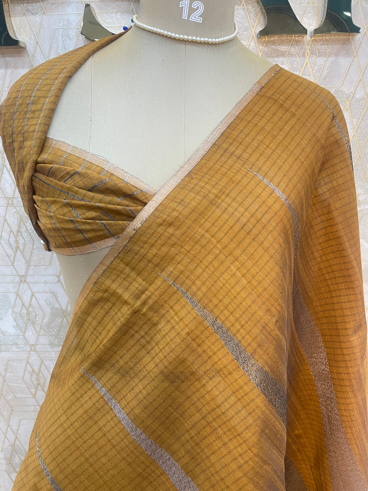 Yellow Jute Lenin Saree 78