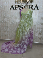 Green n Purple Organza Applique Work Saree 20