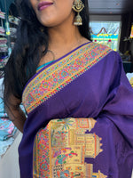 Purple Tussur Crepe Position weaving Saree 85