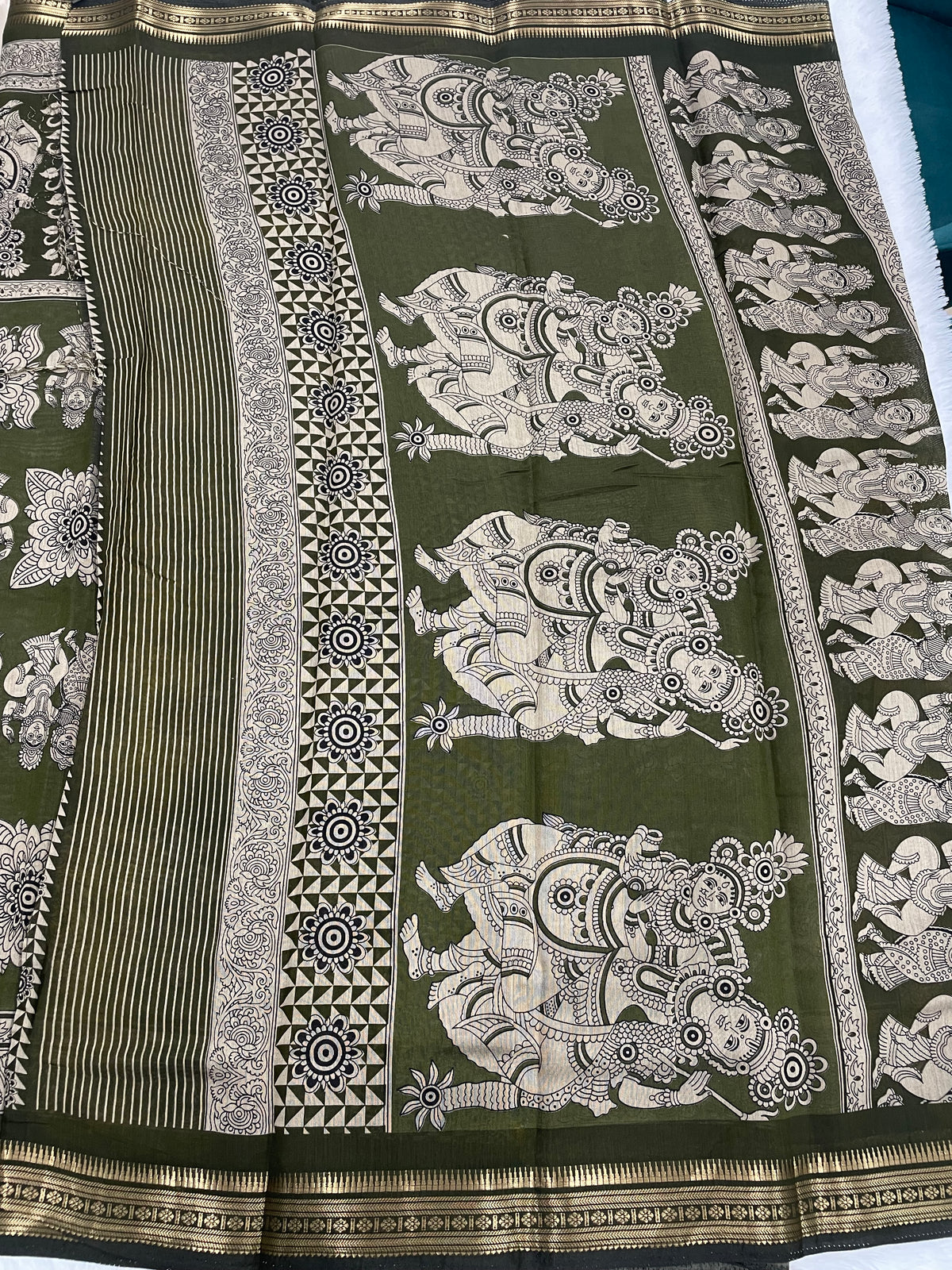Mehendi Green Pure Mangalgiri Cotton Silk Saree 13