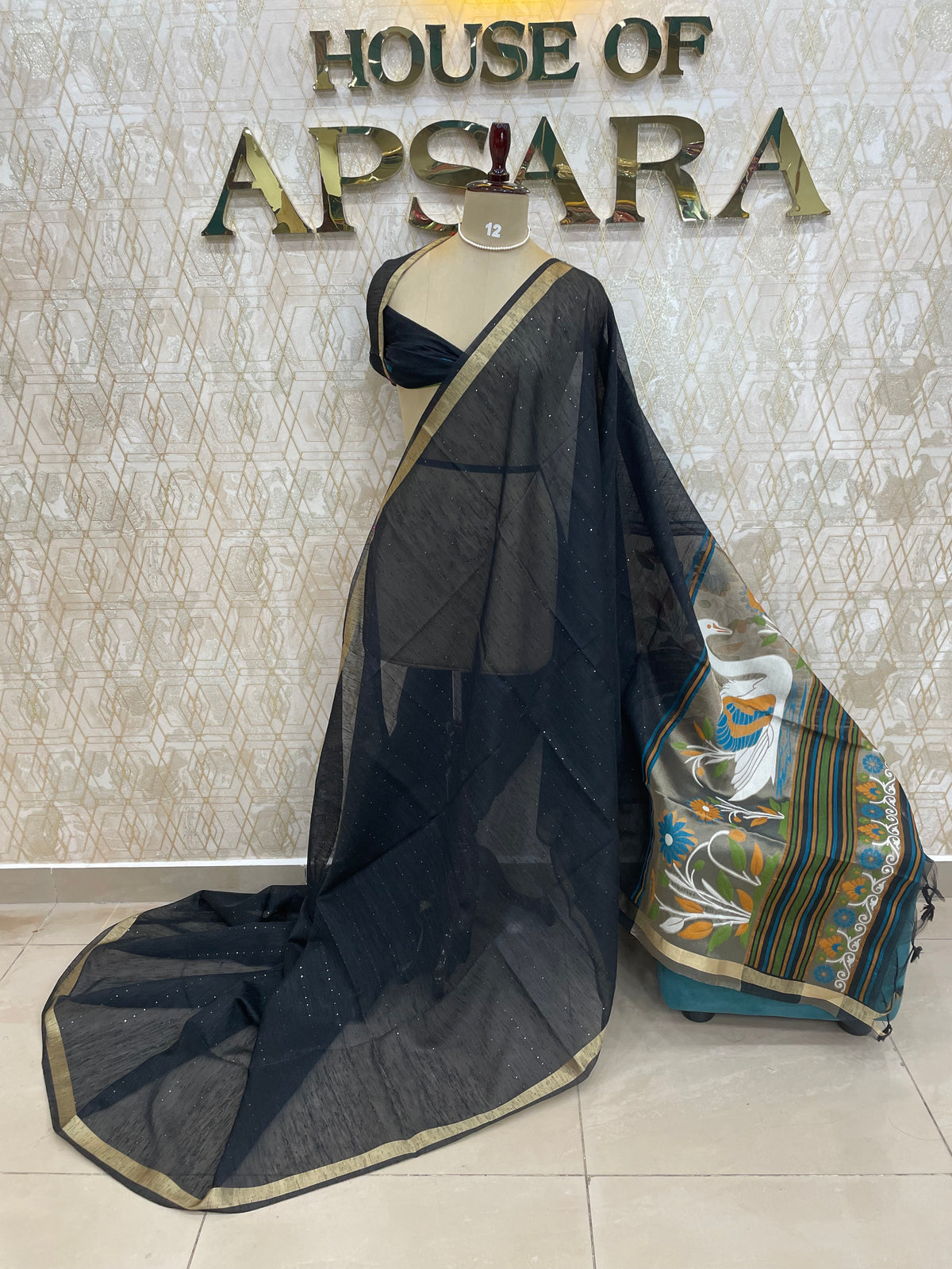Black Jute Lenin Saree 72