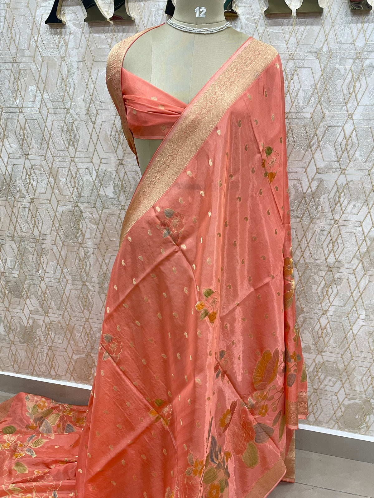 Orange Banarasi Soft Crepe Saree 33