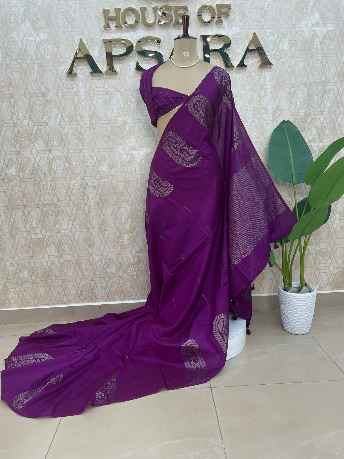 Wine Banarasi Tussar Georgette Saree 307