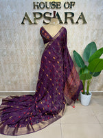 Purple Crepe Handwork Saree 206