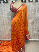 Orange Assam Silk With Shibori Dyeing Saree 23